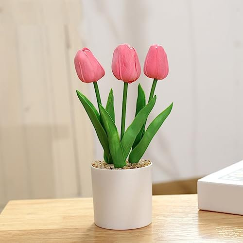 Fiori artificiali, tulipani in vaso, piante finte albero in vaso, decorazioni per feste di nozze, rosa