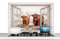KitchenYeah© Spritzschutz Küchenrückwand Platte Kuchendeko Aluminium Platte Kitchen Wall Protector Rückwand KücheDurchsichtige - Schottisches Hochlandrind - Kuh - Tiere - Braun - 100x65 cm