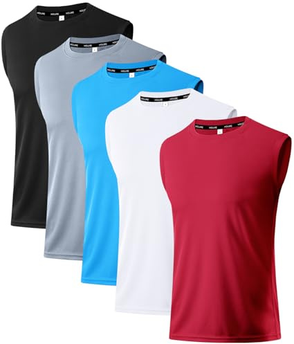 Holure Herren 3 or 5 Pack Tank Top Quick Dry Ärmelloses Muskelshirt Reflektierende Streifen Funktionsshirt