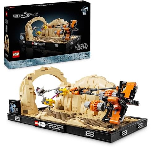 LEGO Star Wars : La Menace Fantôme Diorama de la Course de Podracers de Mos Espa - Maquette à Construire - Set de Collection à Offrir aux Adultes - Inclut Le Podracer d’Anakin Skywalker 75380
