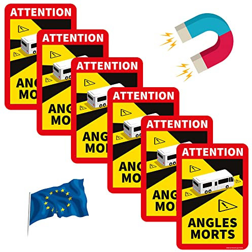 Toter Winkel Aufkleber Frankreich - Angles Morts Magnet Wohnmobil und Bus - magnetschild auto 17 x 25 cm - Wohnmobil Aufkleber Warntafel - LKW Wohnmobil und Bus Magnetschilder Auto
