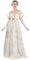 FCCAM Goldene Regency Kleider für Frauen 1800er Vintage Kleid Viktorianisches Ballkleid mit Handschuhen L