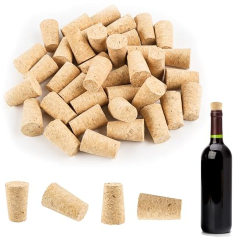 Corks for Craft - 40 Pcs Natural Tapered Wood Cork Plugs 22x35x18mm, Leakproof Replacement for Wine, Beer, and Liquor Bottles