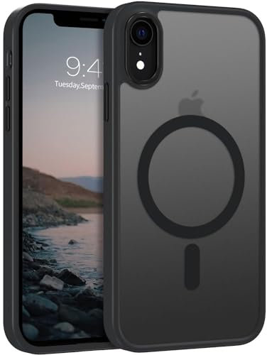 Rosyhulle Cover Magnetica per iPhone XR Compatibile con MagSafe, Custodia Traslucida Opaca TPU con Fotocamera Protezione, Sottile Protezione di livello Militare Protettiva Case, Nero