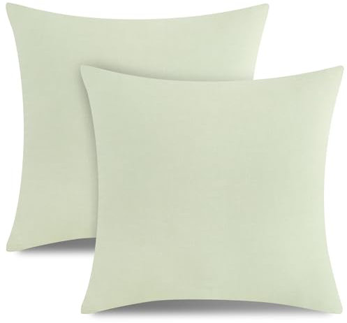 ATsense 2er Set Kissenbezug 80x80 cm - 100% Gewaschene Baumwolle, Salbeigrün Kopfkissenbezug mit Reißverschluss, Oeko-TEX Zertifiziert Weich, Nicht Lleicht Verformbar