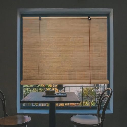 Retro Bambusrollo,Blickdicht Holz Jalousie,Rollvorhang 60% Verdunkelungsrollo,Holzjalousie Innen,Bambus Rollo Seitenzugrollo Jalousine Raffrollo,Natur Holzrollos,für Fenster und Türen (Size : W60xH15