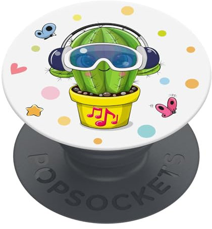 PopSockets | PopGrip | Ausziehbarer Halterung und Griff für Smartphones und Tablets | Fingerhalter Basic Cool Cactus
