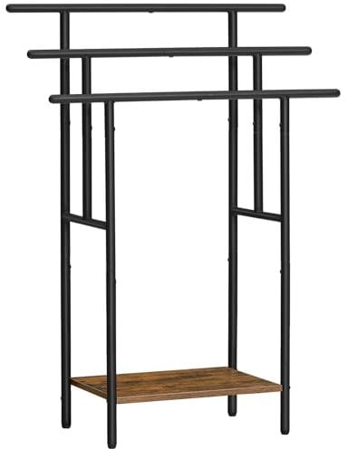 HOOBRO Toallero Independiente de 100 cm de Alto para baño, Estante de Manta Escalonado de 3 Niveles con estantes, Estante de Secado y exhibición de Toallas de baño de Gran, Negro y marrón EBF50LB01