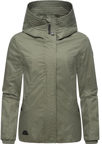 Ragwear Damen Übergangsjacke leichte wasserdichte Jacke kurz mit Kapuze Vannesa Olive Gr. XS