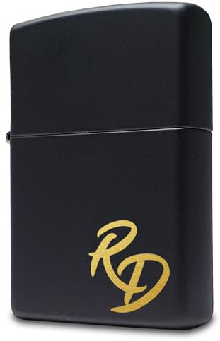 Schwarzes Zippo Feuerzeug mit personalisierter Initialen Gravur, Sturmfeuerzeug | Geschenk für Männer Zippo Initialen