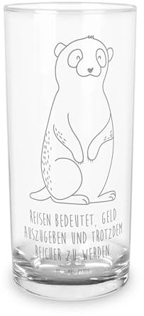 Mr. & Mrs. Panda 200 ml Wasserglas Erdmännchen - Geschenk, Afrika, Wasserglas mit Gravur, Glas mit Gravur, Trinkglas, Trinkglas mit Gravur, Spruch,