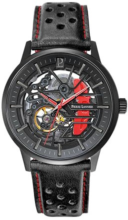 Pierre Lannier Paddock Men's Watch Black Dial Black Leather Strap