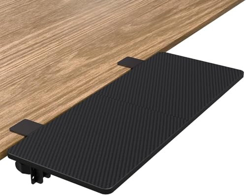 suptek Clamp-on 23.6x9.5 inch Desk Extender, Wrist Support, Foldable Keyboard Tray Platform, Suitable for Office Desk, Carbon Fiber, DSF3L