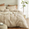 Boqingzhu Doppelte Muslin Bettwäsche Beige 220x240cm Baumwolle Weich Kuschelig Sommer Baumwollbettwäsche Set Leinen Bettbezug 220x240cm und 2 Kissenbezüge 80x80cm mit Reißverschluss