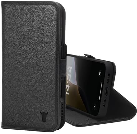 TORRO Leather Case Compatible with iPhone 16 Pro Max – Premium Leather Wallet Case with Kickstand and Card Slots (Compatible with Official MagSafe Chargers) - Black