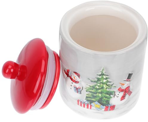 CRILSTYLEO Weihnachtskeramik-vorratsdosen Schmuckbehälter Süßigkeiten-aufbewahrungsbox Versiegeltes Teeglas Eleganter Keramik-teehalter-deckel