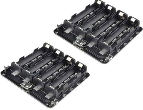 Fastsaw 2 x 1865O Battery Holder Double Port Batteries 18650 Li-ion V8 Battery Shield Micro USB 5V/3A 3V/1A Power Bank Battery Charging Module for and Arduino (4 Holders)