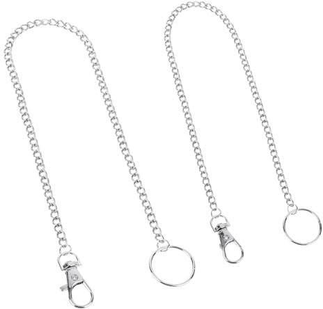 Hariendny 2 Stück Schlüsselkette Hose Edelstahl, 42.5 & 52.5CM Hosenkette Set mit Karabinerverschluss, Silber Gliederkette Kann als Hosenkette, Schlusselbandkette Portemonnaie Kette