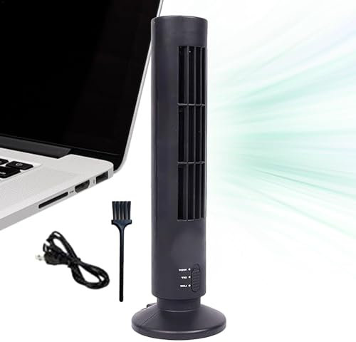 Ventilador vertical de aire acondicionado | Ventilador eléctrico de pie sin aspas | Ventilador de piso silencioso con puerto USB, perfecto para áreas de trabajo, dormitorios, viajes y uso doméstico,