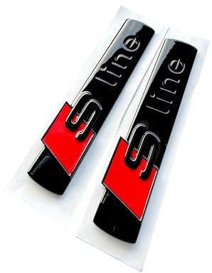 Original Audi S-Line Emblem in Schwarz Glanz 8N0 853 601 A (Rot)