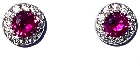 Orecchini a bottone con zirconi in argento sterling, PEQUEÑO, Argento sterling, Pietre colorate e zirconi