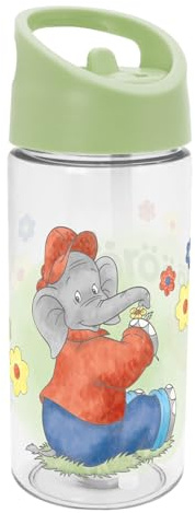Trinkflasche Benjamin Blümchen Watercolor 480ml Tritan, Hellgrün