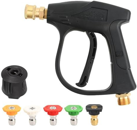 High Pressure Washer G-un Jet Wash G-un Power Washer G-un Car Jet Washer Pressure Washer G-un Compatible with Kar-cher 1/4 Quick Connector Adapter with 5 Water Nozzle for Car Washing