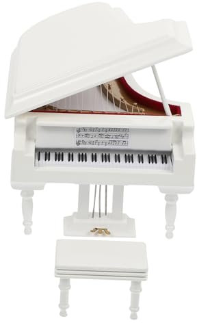 Alipis Miniatur Klavier Spieluhr Weiß aus Kunststoff Holz Metall