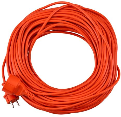 Verlängerungskabel – 230V – 1x Schutzkontakt-Steckdose – Leitung 2x1mm² – Orange – Wetterfest – Für Rasenmäher, Werkzeuge und Gartenarbeiten – 40 m