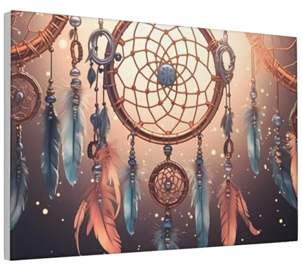 Leinwand-Wandkunst für Wohnzimmer, 30,5 x 45,7 cm, modernes Kunstwerk, Gemälde, Bilder, hängende Leinwanddrucke, Indianer-Traumfänger, ästhetische Wandkunst für Schlafzimmer, Badezimmer, Büro