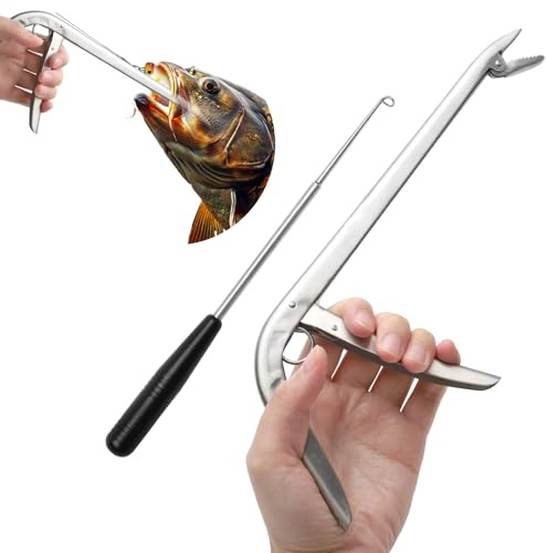 TMZELOA 2 Stück Typen Tragbarer Haken-Löser Fisch Lösezange, Angelhaken Entferner, 30.5cm und 16.5cm Stabiler Hakenlöser Edelstahl Angelhakenentferner Fishing Pistolen Angelzange für Angelzubehör