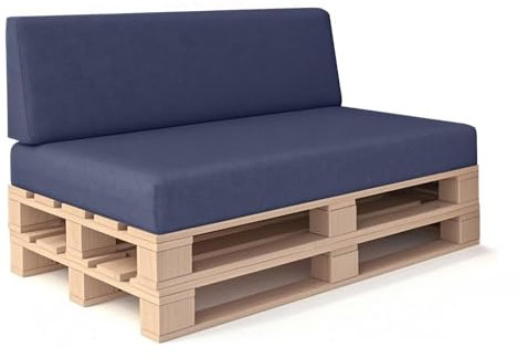 QINGLV Sitzkissen für Europaletten 80x60x10cm Schmutzabweisend UV-beständig Mittelfest 50D-Schaumstoff (Standardhärte) wasserabweisendes Oxford-Nylongewebe -Himmelblau. Waschbar