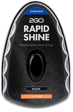 2GO Pflegeschwamm mit Pigment – Rapid Shine – Sofort-Glanz für Schuhe – Leder & Kunstleder – Farberneuerung & Pflege – Schuhschwamm mit 6 ml Pflegeflüssigkeit Schwarz