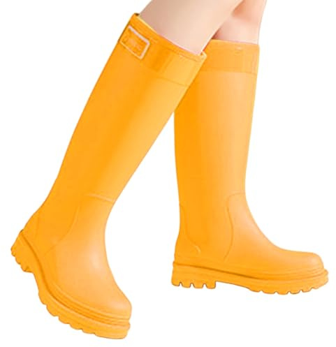 MODSGUE Stivali da donna in gomma impermeabili, vestibilità comoda ed elegante, facili da indossare, slipstop lungo, leggeri, traspiranti, in gomma da donna, taglie