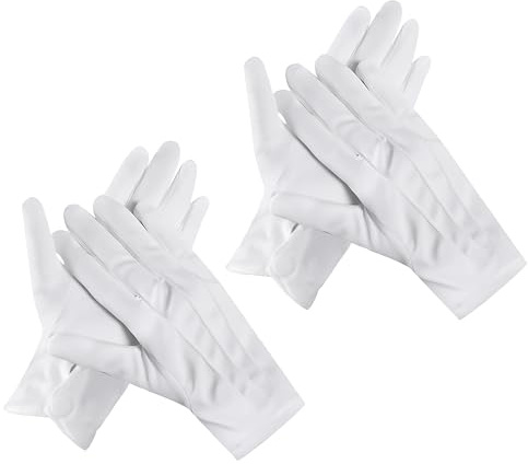 2 Paar Weiße Handschuhe, Nylon Baumwolle Handschuhe mit Druckknopf für Frauen und Herren Schweißfeste Nylonhandschuhe Schmuckinspektion für Formale Anlässe Smokings Ehrengarde Und Besondere Events