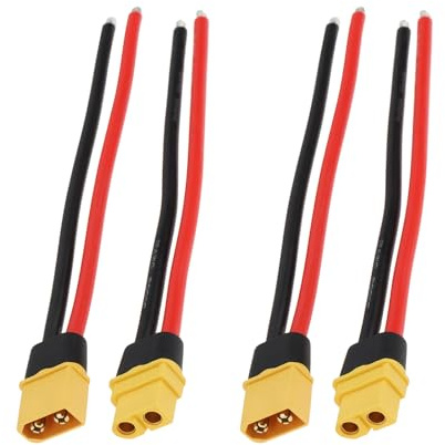 EMSea Lot de 4 prises mâles XT60 Fmale avec câble en silicone pour voiture miniature 15 cm 12 AWG