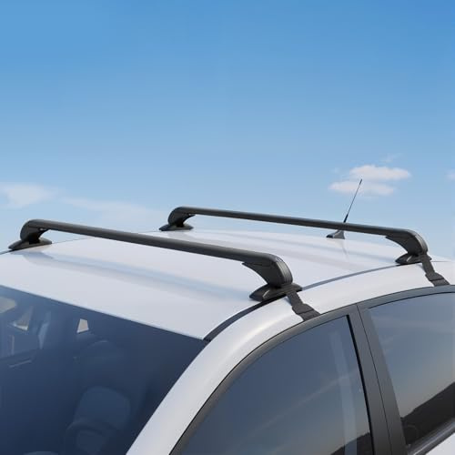 100cm Universal Railing Roof Bars For Cars With Locks,45-75kg Load Capacity | Levkitch Car Roof Rack Crossbars Locking Aluminium Black for 4/5 Door Cars