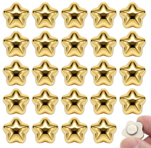 30Pcs Cute Star Magnets for Office Refrigerator Kitchen, Decorative Magnetic Stars for Home Kitchen Whiteboard Locker, Gold Star Magnets Set 0.66 In