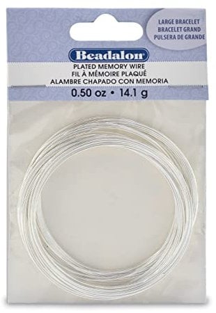 Beadalon 347B-050 Silver Plated Memory Wire Bracelet, 1/2-Ounce/Pkg, Approximately 30 Loops