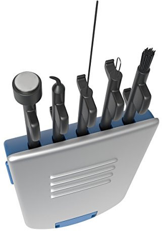 EZY DOSE 5-in-1 Hearing Aid Everyday Cleaning Tools, Small Kit for Home or Travel, for Easy, Black, Easy to Use, 5 Piece Set, BPA Free