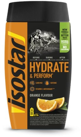 Isostar Hydrate And Perform saveur Orange - Poudre pour boisson isotonique - Boisson pour sportifs - 560g (14 doses)