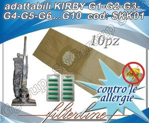 10 SACCHETTI + 10 PROFUMINI IN CARTA ADATTABILI KIRBY G1-G2-G3-G4-G5-G6...G10