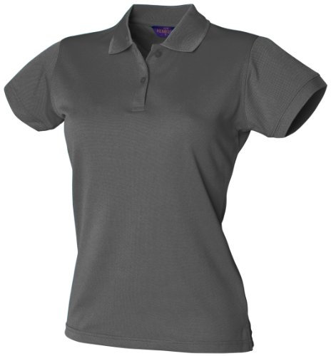 Henbury Womens/Ladies Coolplus® Fitted Polo Shirt (S) (Charcoal Grey)