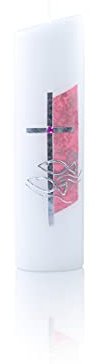 Wiedemann Taufkerze Ellipse, Wachs, Rosa, 24 x 6.5 cm