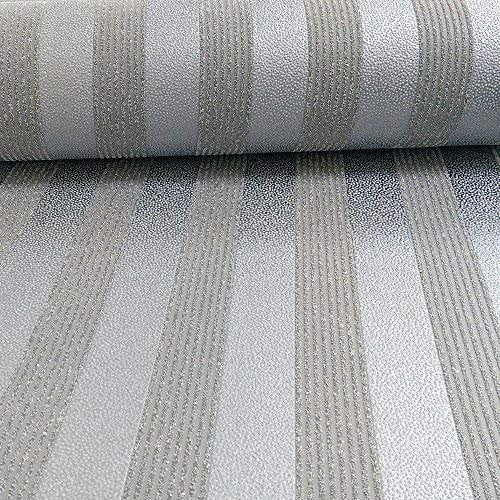 AS Creation Striped Pattern Wallpaper Modern Glitter Motif Embossed Textured Roll (Silver 273260)