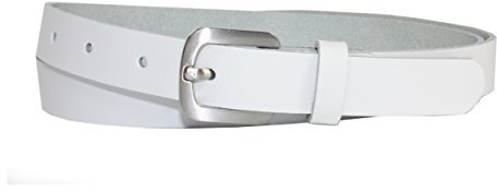 Vascavi Ledergürtel echt Leder Gürtel, Jeansgürtel, Hüftgürtel, Made in Germany, 2 cm breit und ca. 0.25 cm stark (105 cm Gesamtlänge 115 cm, Weiß)
