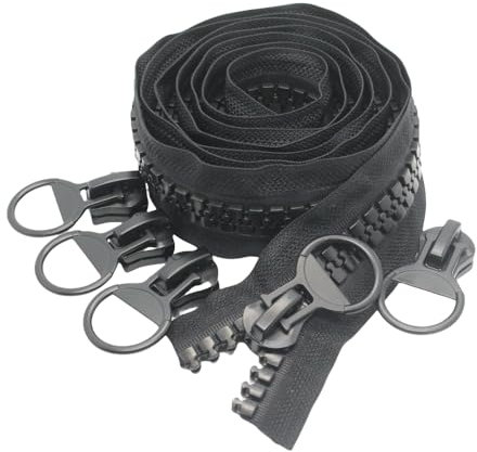YaHoGa #20 super groß Reißverschluss endlos schwarze 1,8 m endlos Reißverschluss Kunststoff + 5 Nonlock-Zipper (Schwarze 1,8 M)