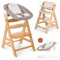 hauck Hochstuhl Alpha+ Newborn Set mit 2in1 Bouncer - Mitwachsender Holz Babyhochstuhl ab Geburt, inkl. Sitzauflage & Neugeborenenaufsatz - Natur