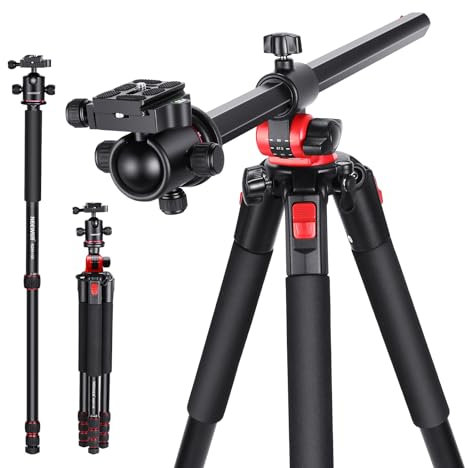 NEEWER 72 inch Camera Tripod Monopod with Center Column and Ball Head Aluminum, Arca Type QR Plate, Bag, Horizontal Tripod Overhead Mount for DSLR , Video Camcorder, Max Load: 33lb