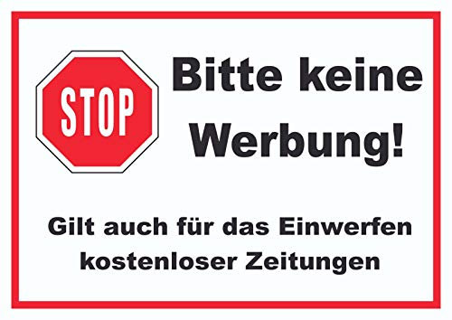 HB-Druck Stop Bitte Keine Werbung Schild A5 Rückseite selbstklebend